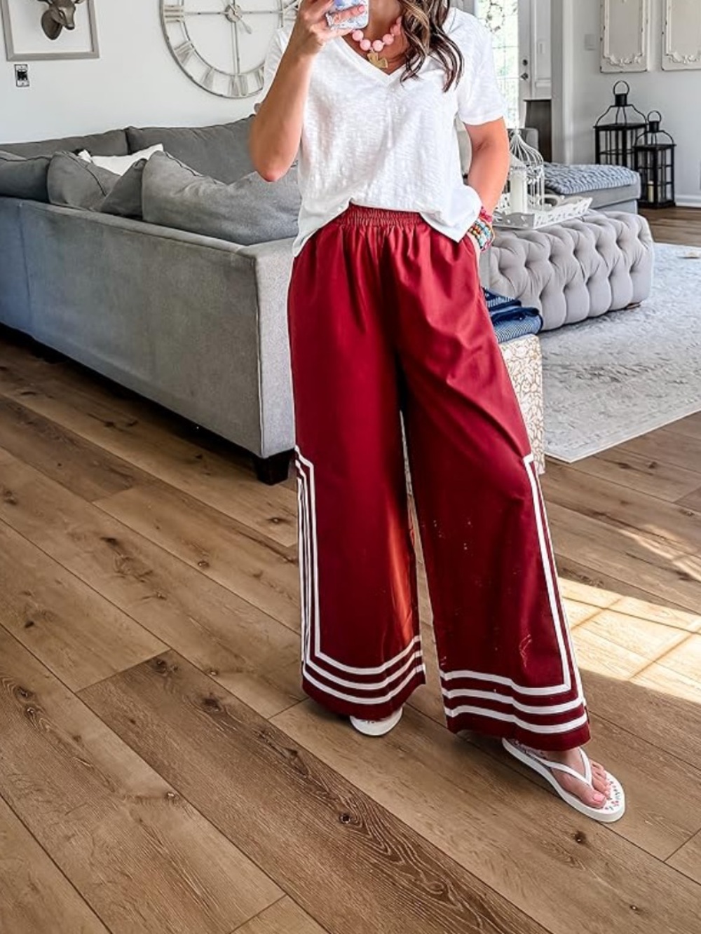 NWT Wide Leg Bottoms in BROWN RUST with Stripe Detail🎆